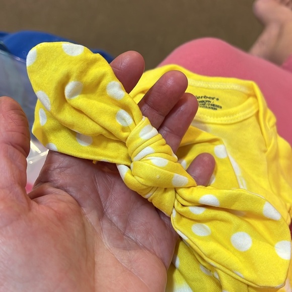 NEWBORN one piece with matching headband tie dye polka dots - Picture 3 of 4